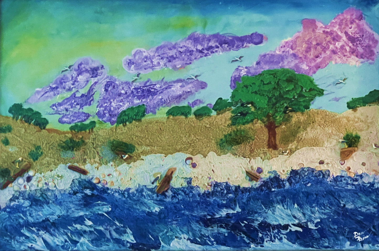 "Beach Menagerie" Original Relief Painting